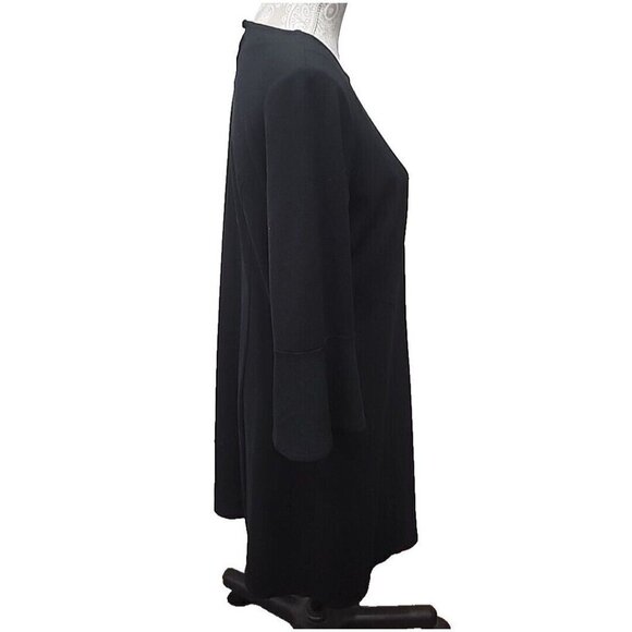 J. Jill Black Ponte Knit Shift Dress 3/4 Bell Sleeves Pockets Women's Medium - Picture 4 of 12